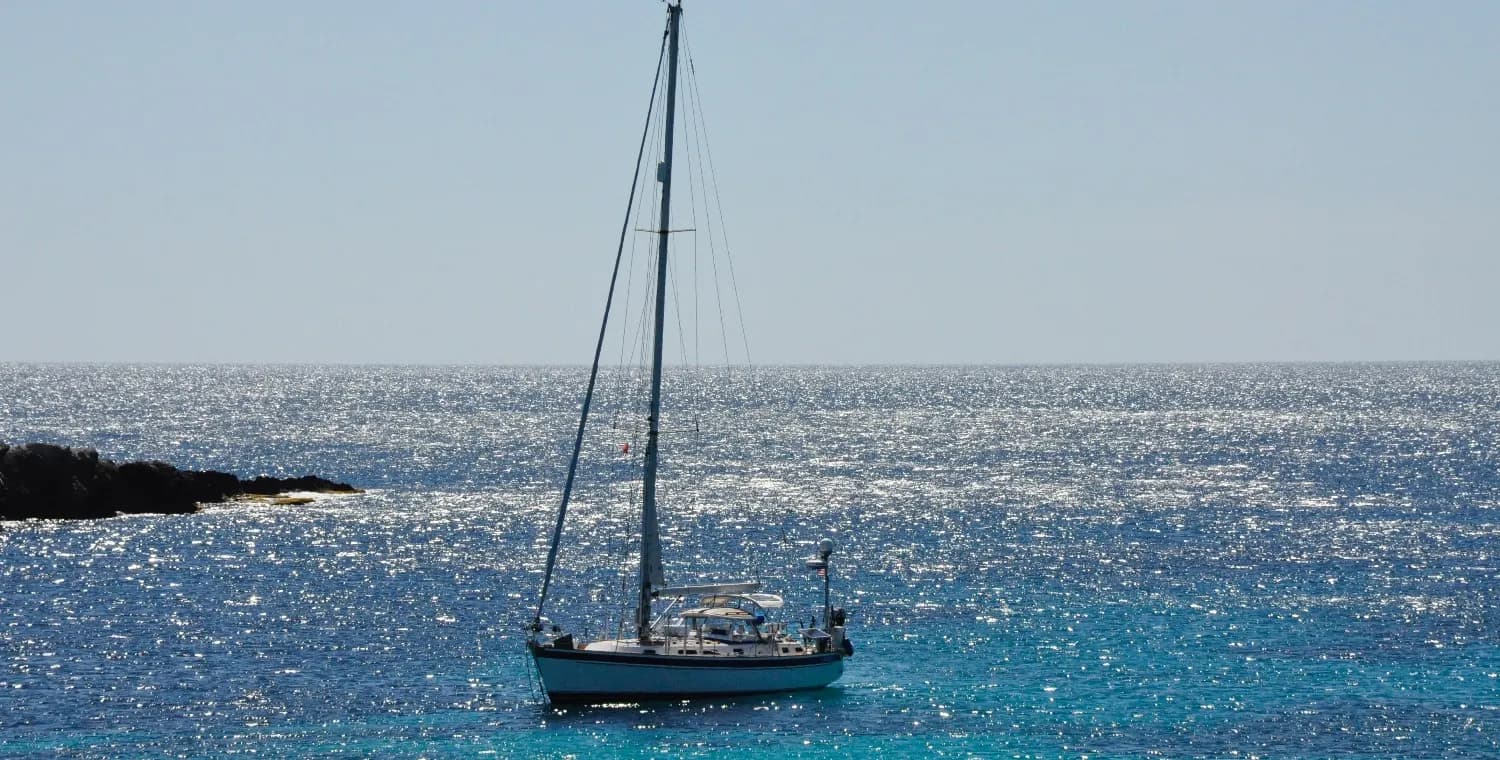 Cadence, our Hallberg-Rassy 43, at anchor